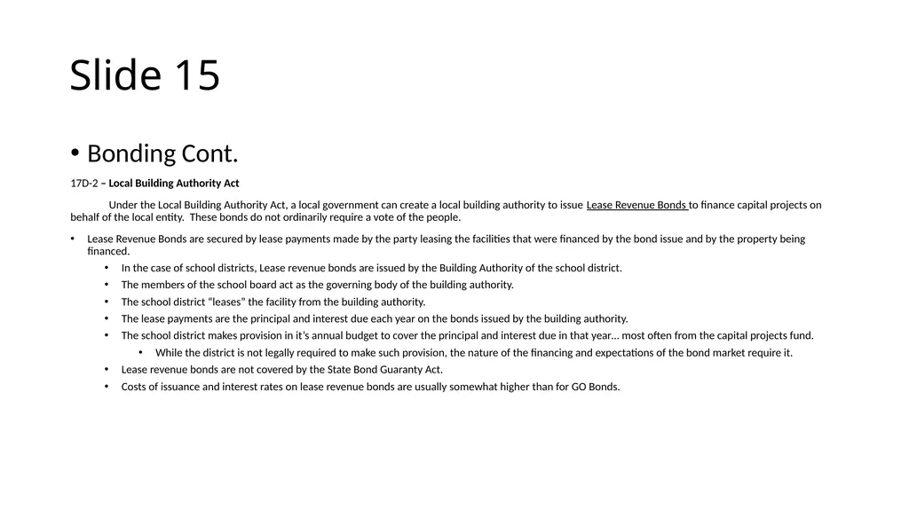 School Finance Training Slide 1 --- No Recommended - slide 15 of 31