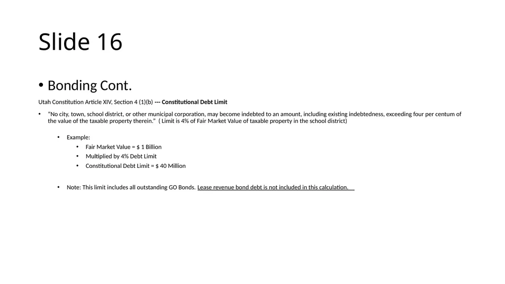 School Finance Training Slide 1 --- No Recommended - slide 16 of 31