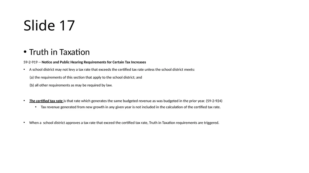 School Finance Training Slide 1 --- No Recommended - slide 17 of 31