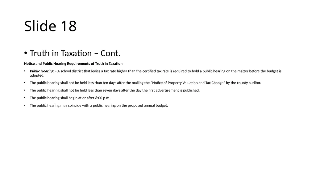 School Finance Training Slide 1 --- No Recommended - slide 18 of 31
