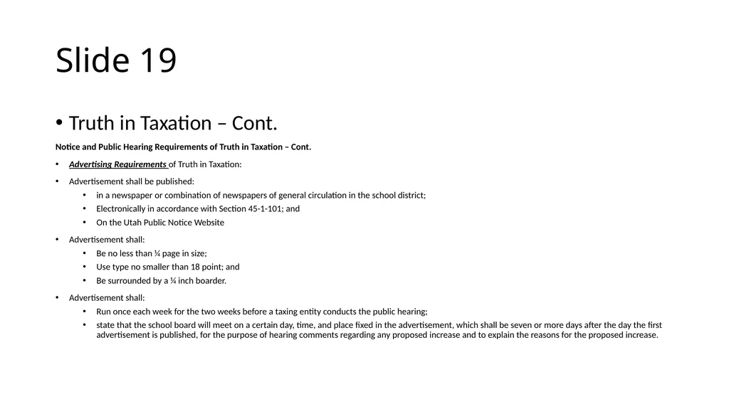 School Finance Training Slide 1 --- No Recommended - slide 19 of 31