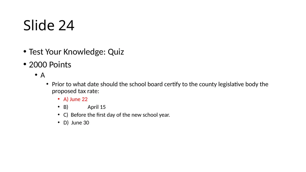 School Finance Training Slide 1 --- No Recommended - slide 24 of 31