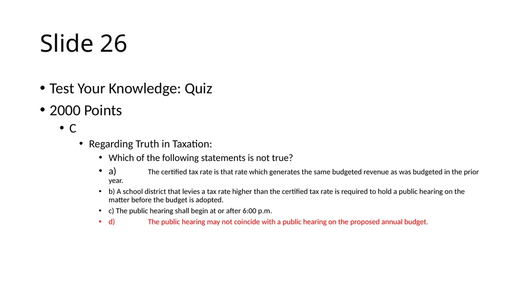 School Finance Training Slide 1 --- No Recommended - slide 26 of 31
