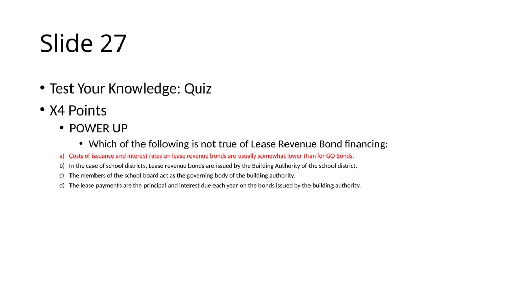 School Finance Training Slide 1 --- No Recommended - slide 27 of 31