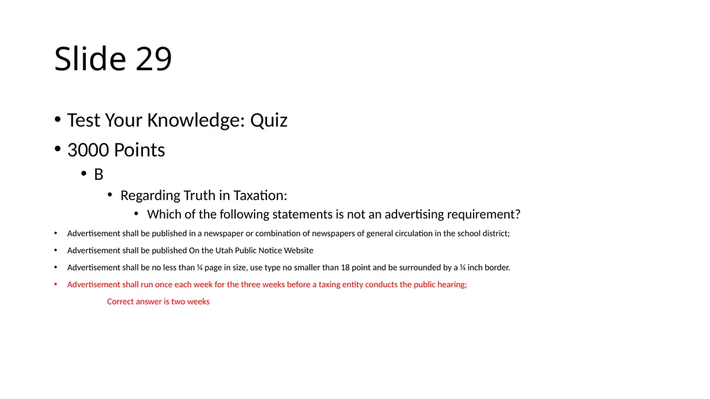 School Finance Training Slide 1 --- No Recommended - slide 29 of 31