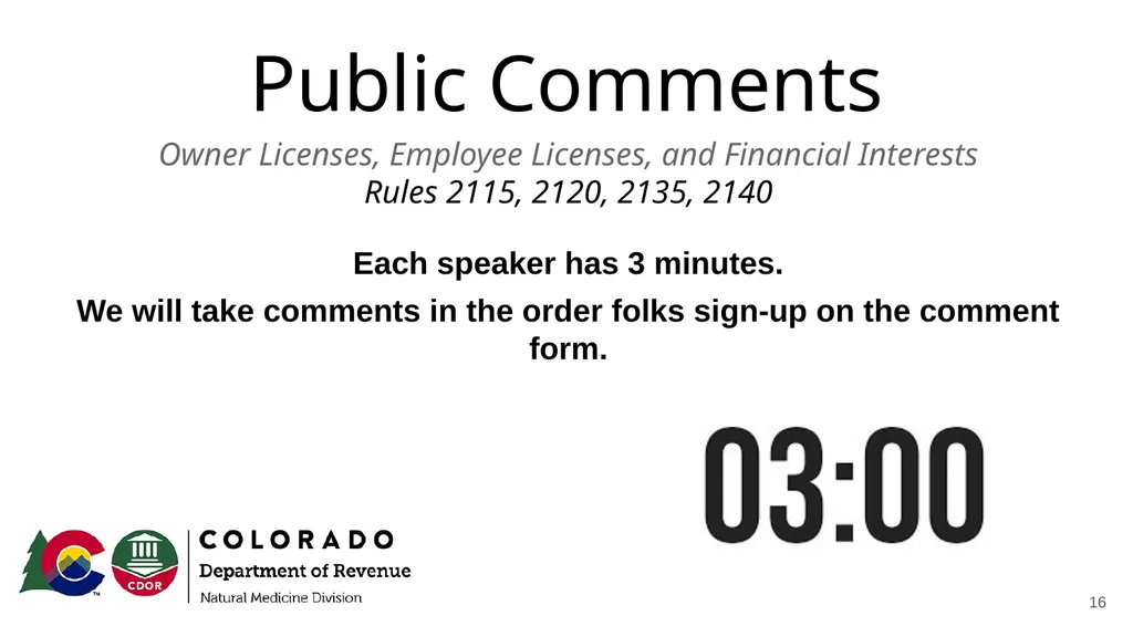 Natural Medicine Division Rulemaking Work Group - slide 16 of 23