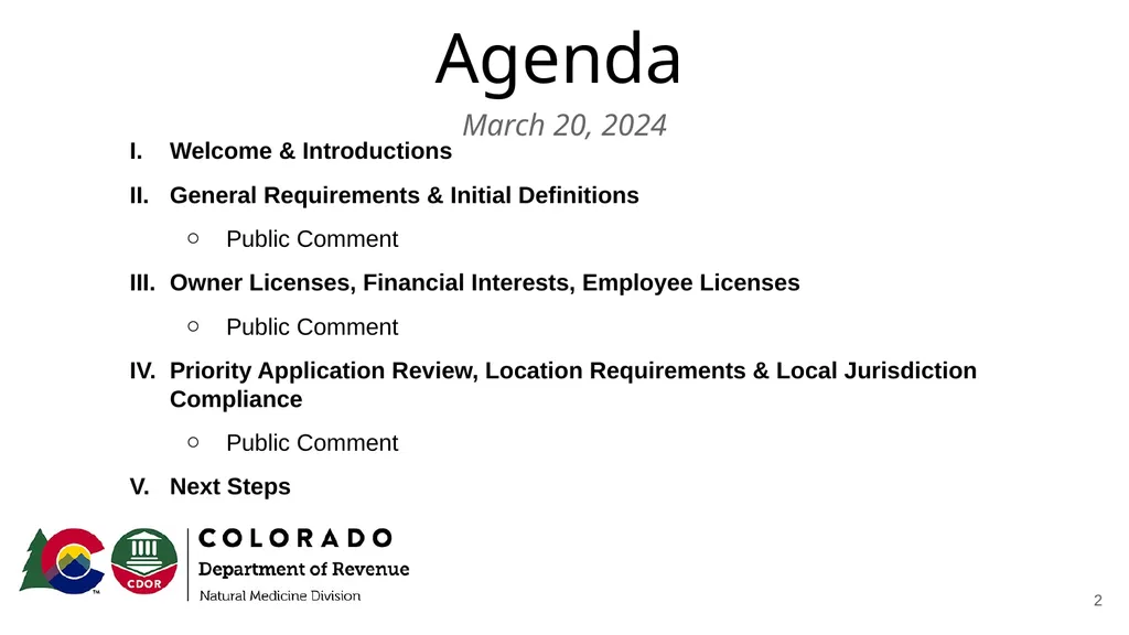 Natural Medicine Division Rulemaking Work Group - slide 2 of 23