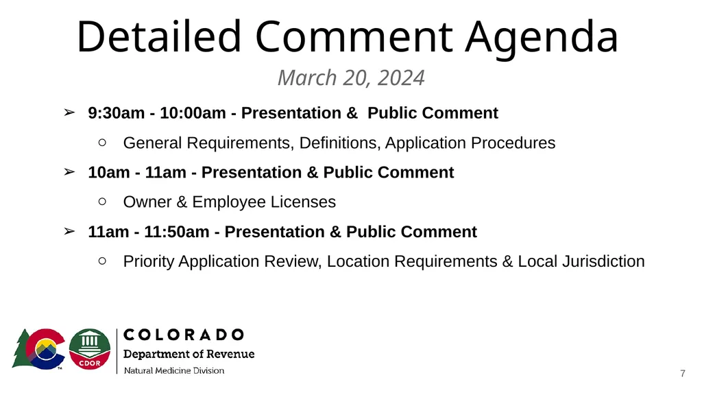 Natural Medicine Division Rulemaking Work Group - slide 7 of 23