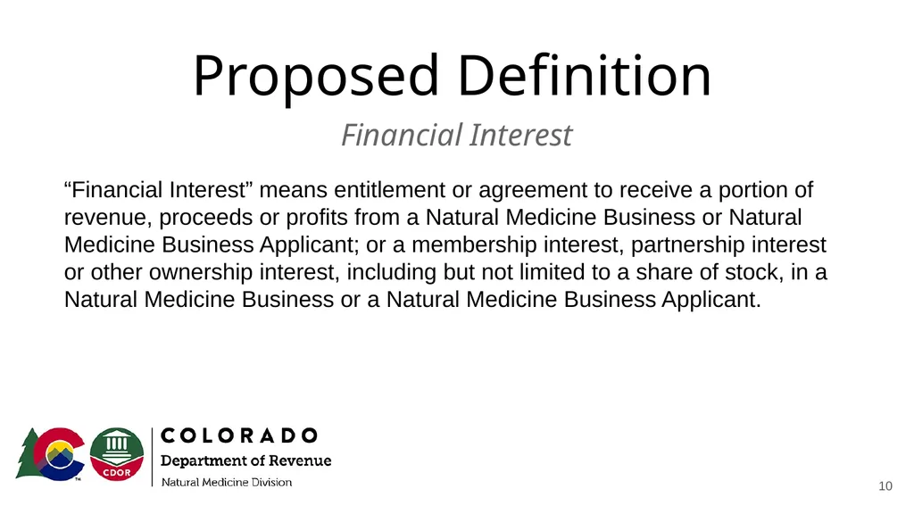 Natural Medicine Division Rulemaking Work Group - slide 10 of 23