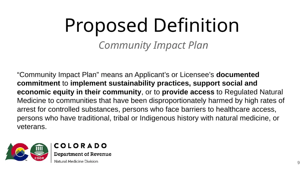 Natural Medicine Division Rulemaking Work Group - slide 9 of 23