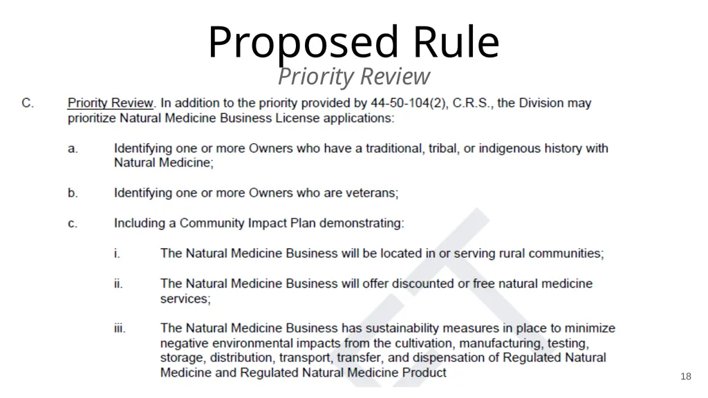 Natural Medicine Division Rulemaking Work Group - slide 18 of 23