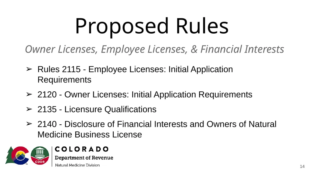 Natural Medicine Division Rulemaking Work Group - slide 14 of 23