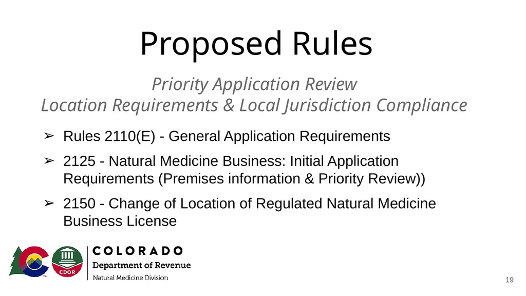 Natural Medicine Division Rulemaking Work Group - slide 19 of 23