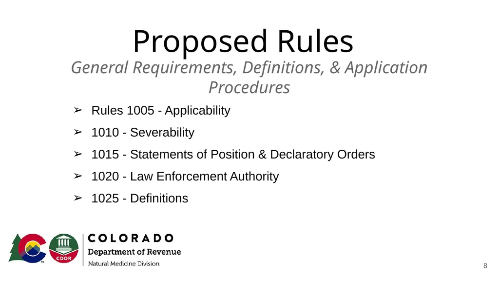 Natural Medicine Division Rulemaking Work Group - slide 8 of 23