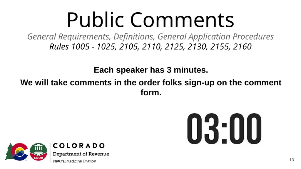 Natural Medicine Division Rulemaking Work Group - slide 13 of 23