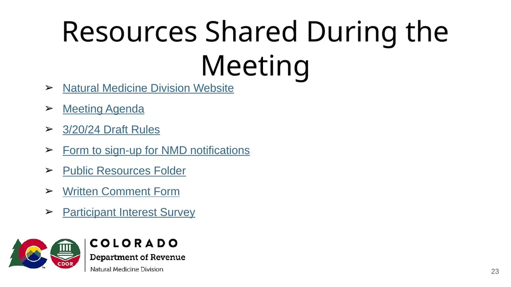 Natural Medicine Division Rulemaking Work Group - slide 23 of 23