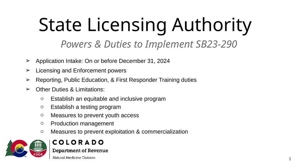 Natural Medicine Division Rulemaking Work Group - slide 3 of 23