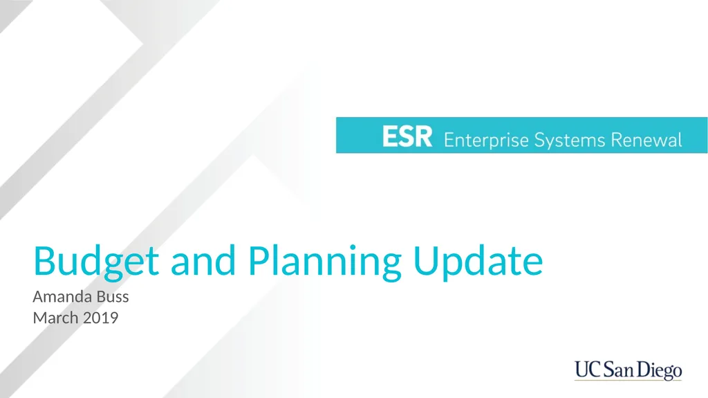 Budget and Planning Update Amanda Buss March 2019 - slide 1 of 15