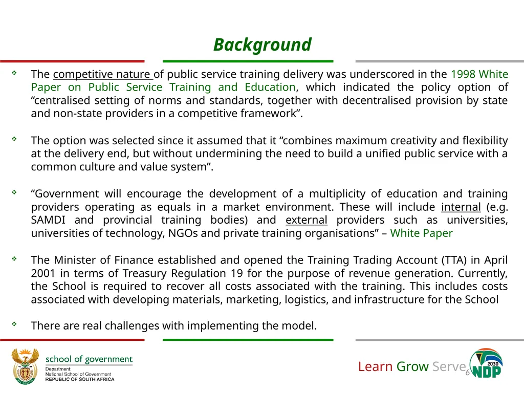 Revision of the National School of Government - slide 6 of 20