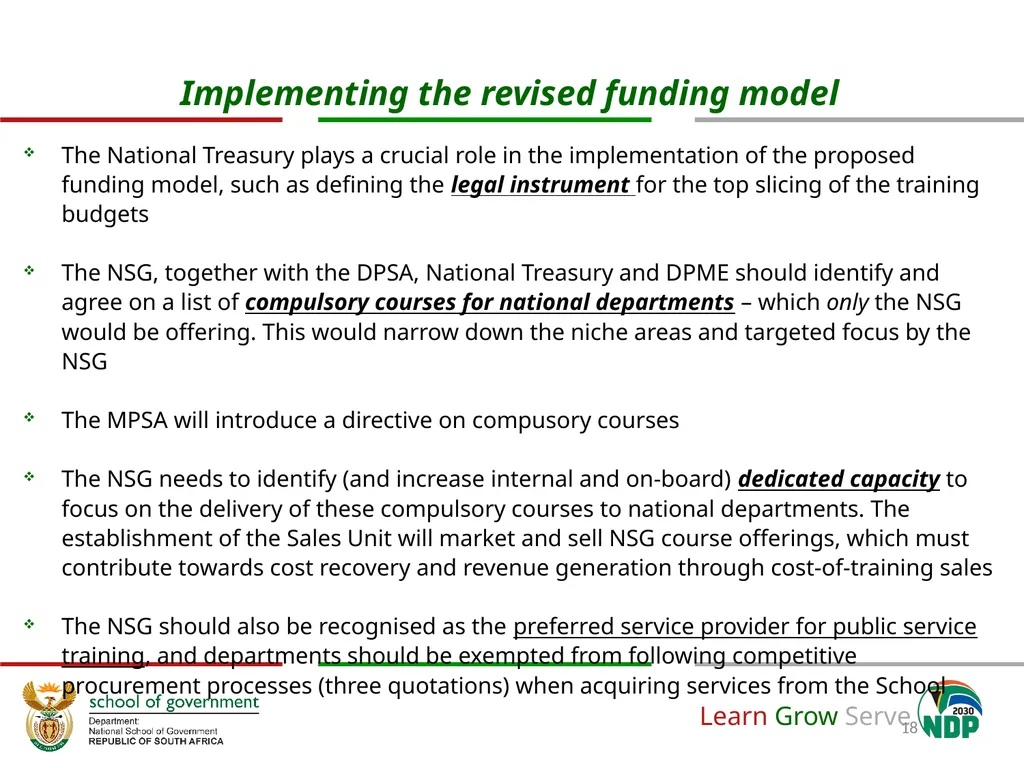 Revision of the National School of Government - slide 18 of 20