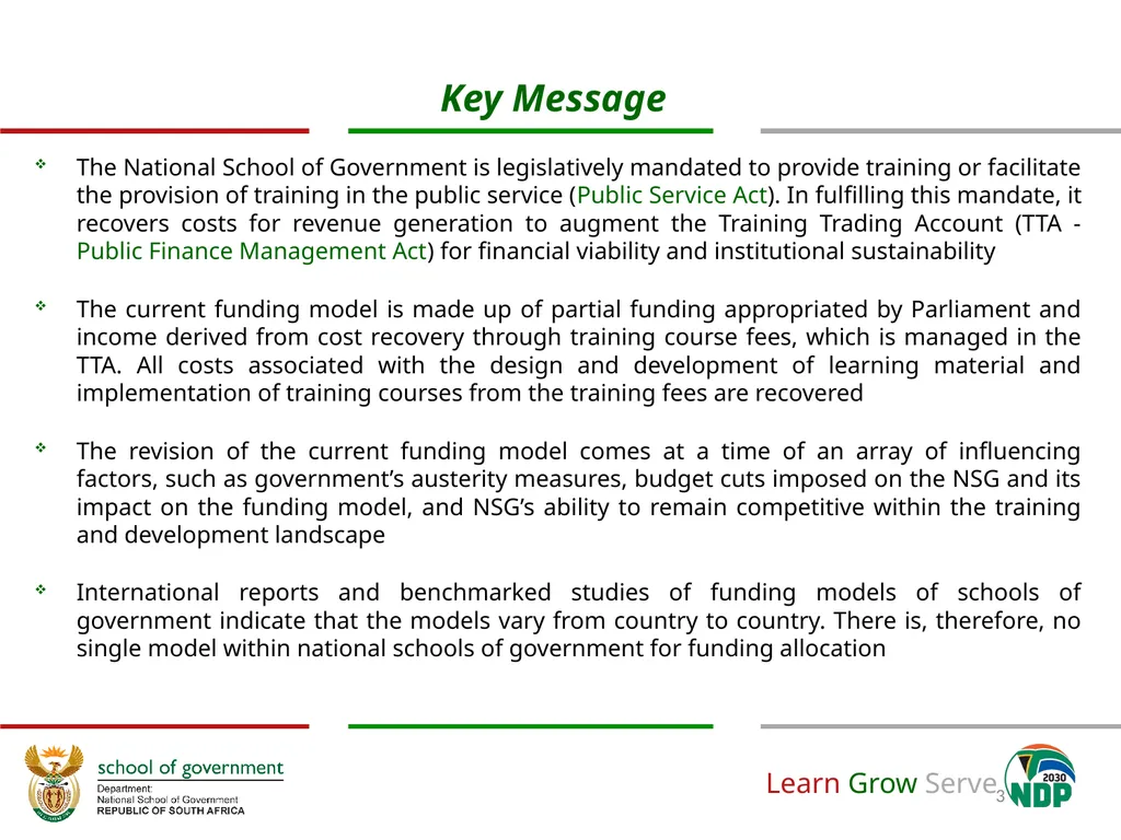 Revision of the National School of Government - slide 3 of 20