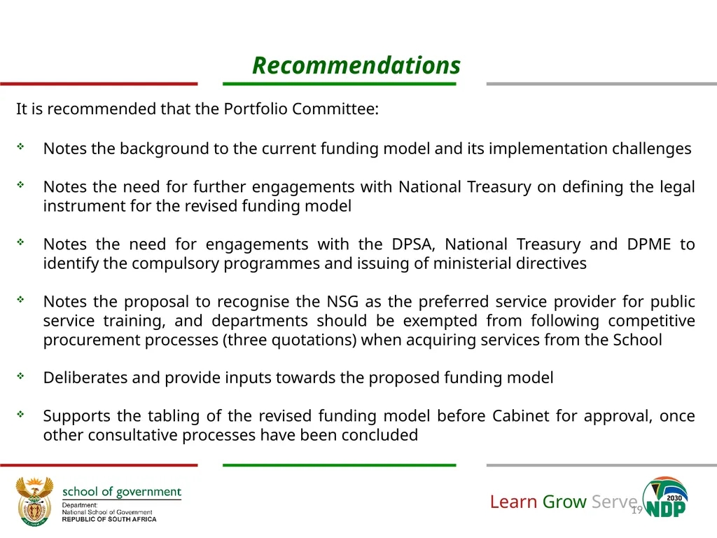 Revision of the National School of Government - slide 19 of 20