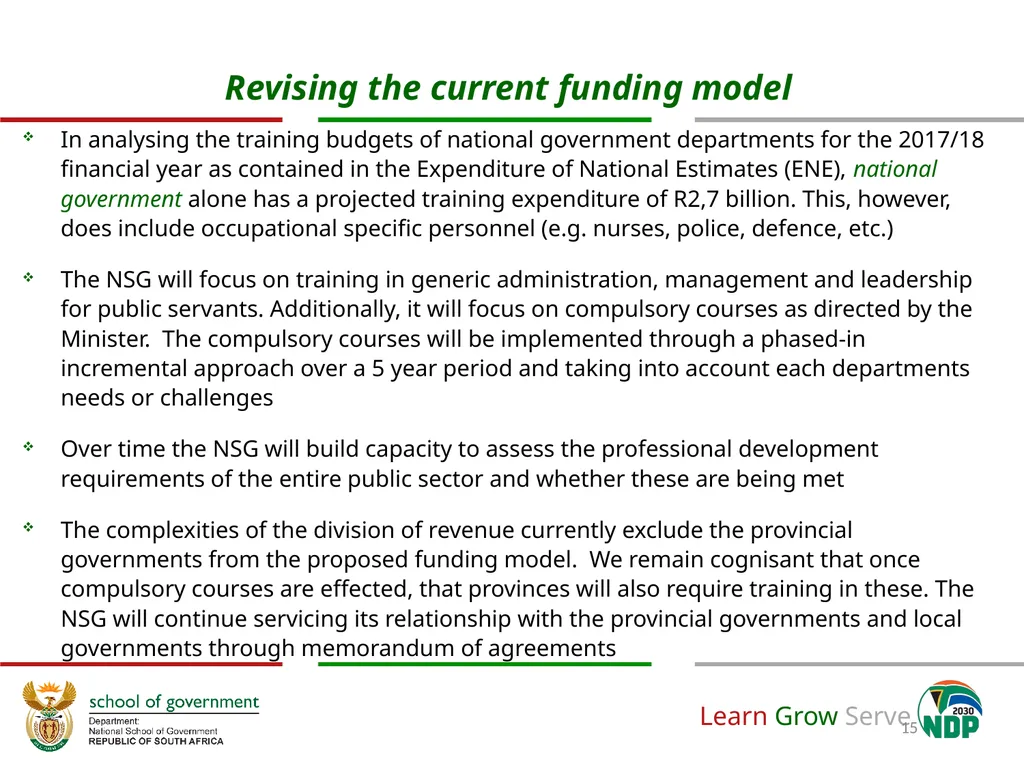 Revision of the National School of Government - slide 15 of 20