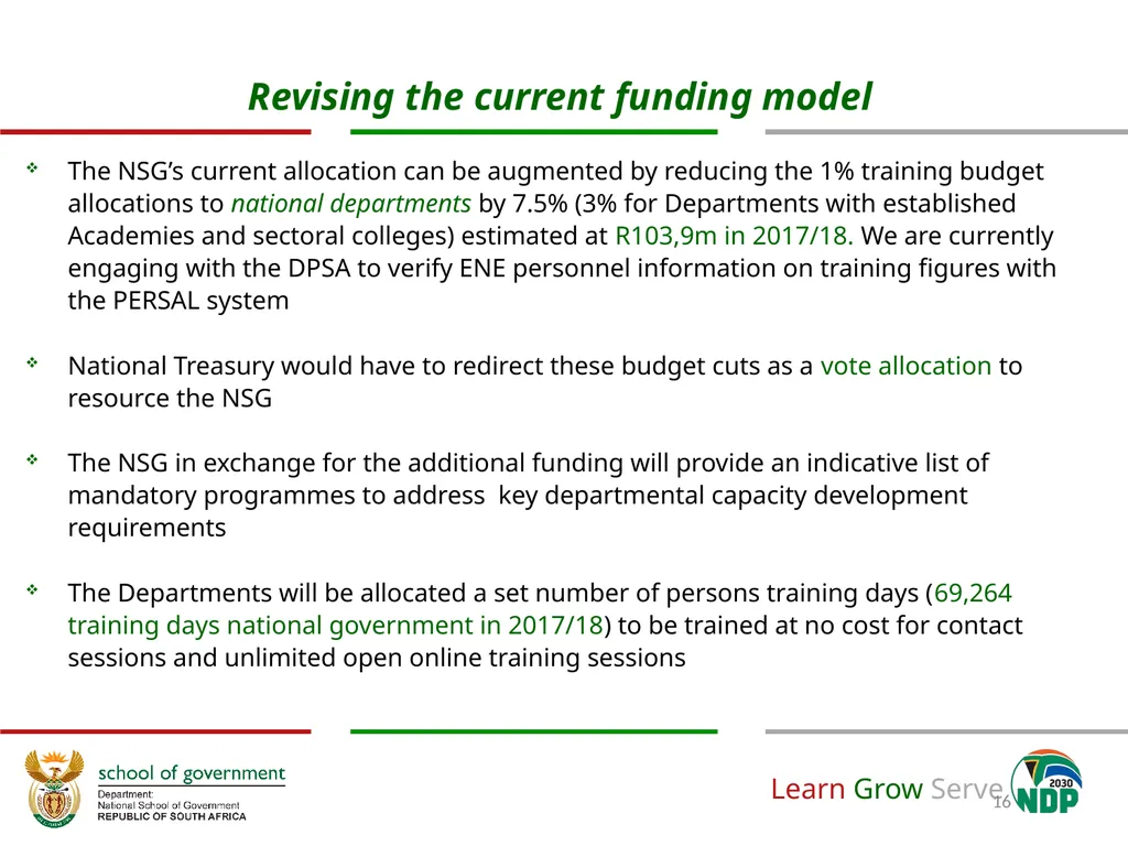 Revision of the National School of Government - slide 16 of 20
