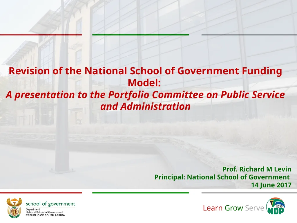 Revision of the National School of Government - slide 1 of 20