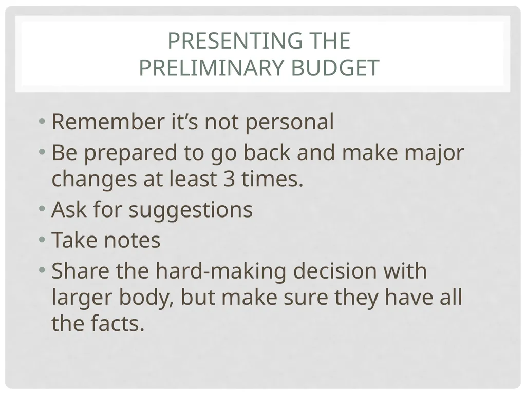 When your Budget wont Making the Hard Financial - slide 18 of 26