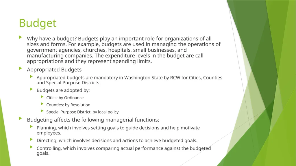 Governmental Accounting Finance Budget “101” - slide 14 of 18