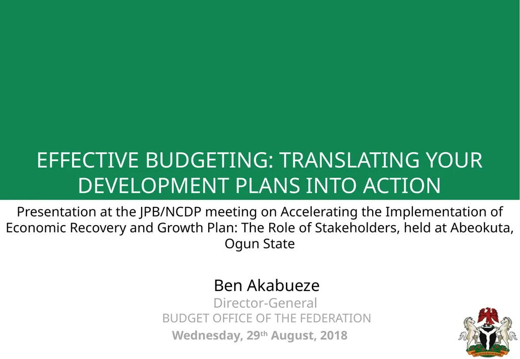 0 EFFECTIVE BUDGETING: TRANSLATING YOUR - slide 1 of 31