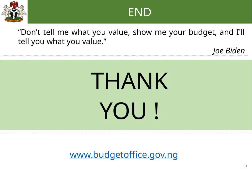 0 EFFECTIVE BUDGETING: TRANSLATING YOUR - slide 31 of 31
