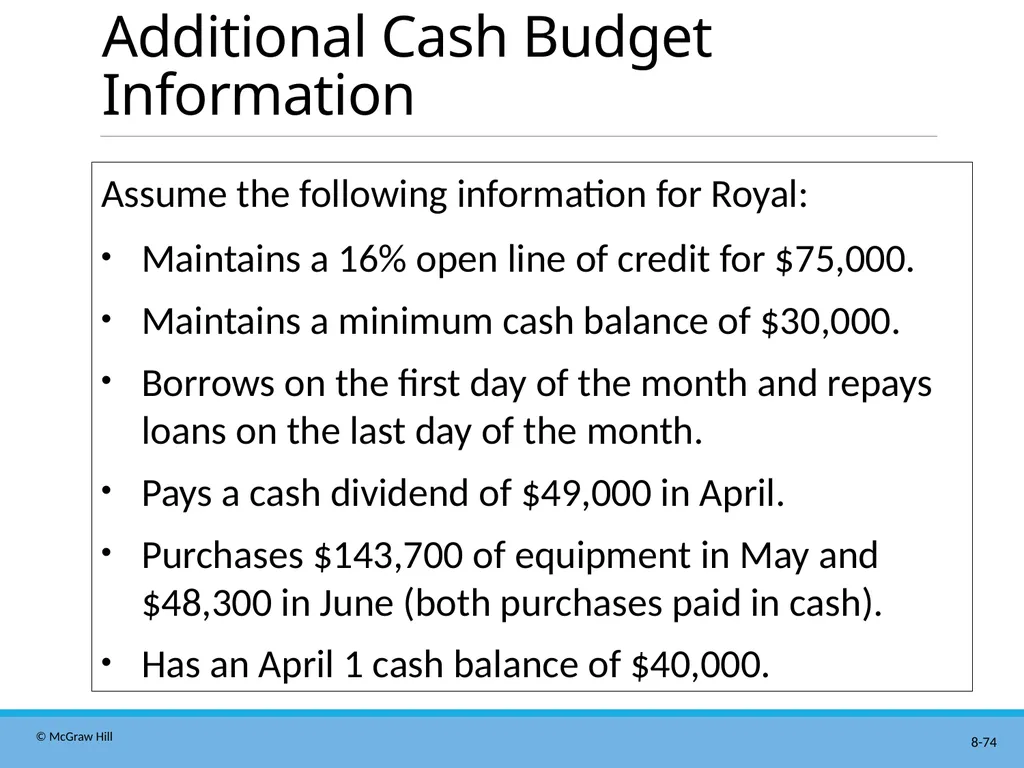 Master Budgeting Chapter 8 Managerial Accounting - slide 74 of 90