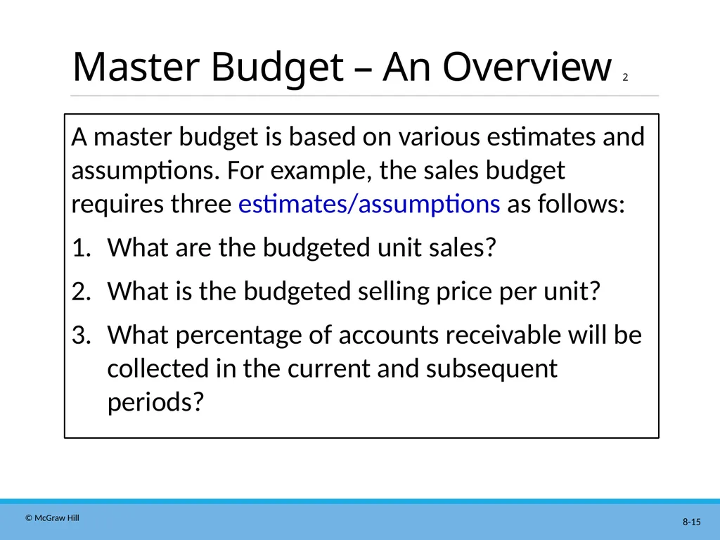 Master Budgeting Chapter 8 Managerial Accounting - slide 15 of 90