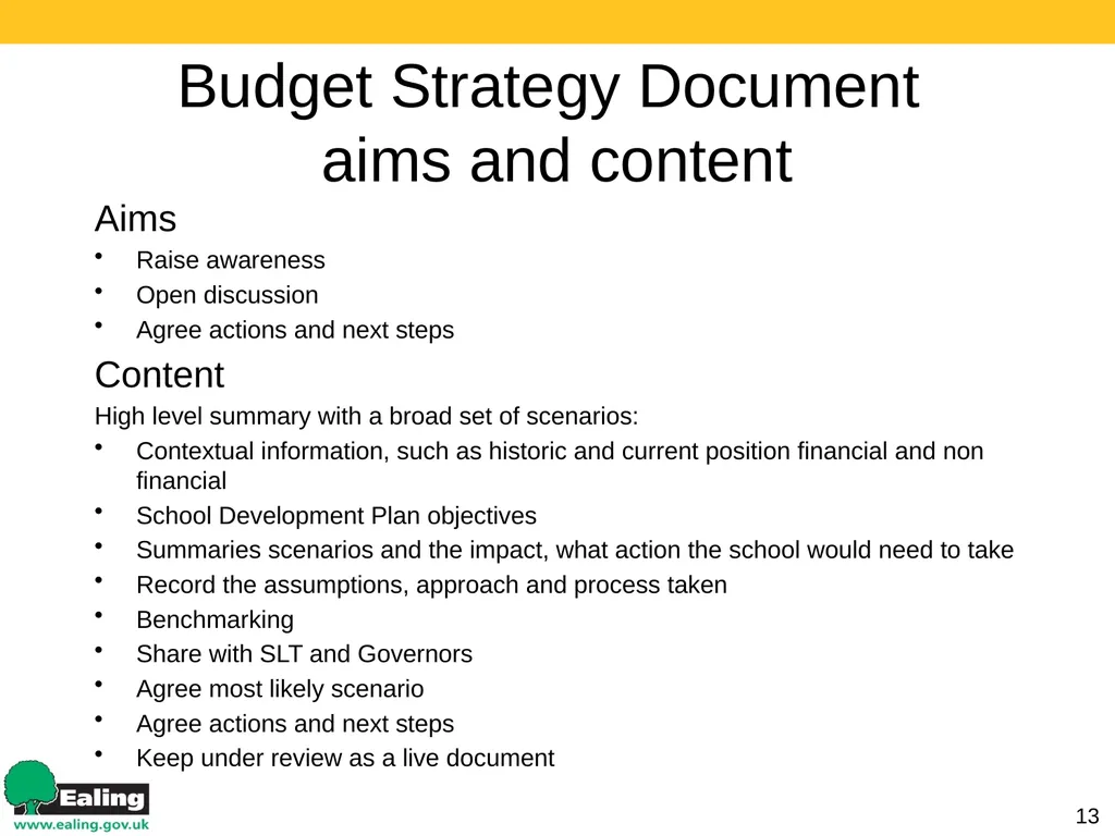 Strategic Budget Planning 1 March 2017 Schools - slide 13 of 52