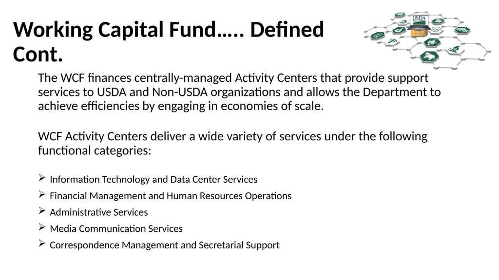 Working Capital Fund Jorge Rivera, WCF Director - slide 3 of 11