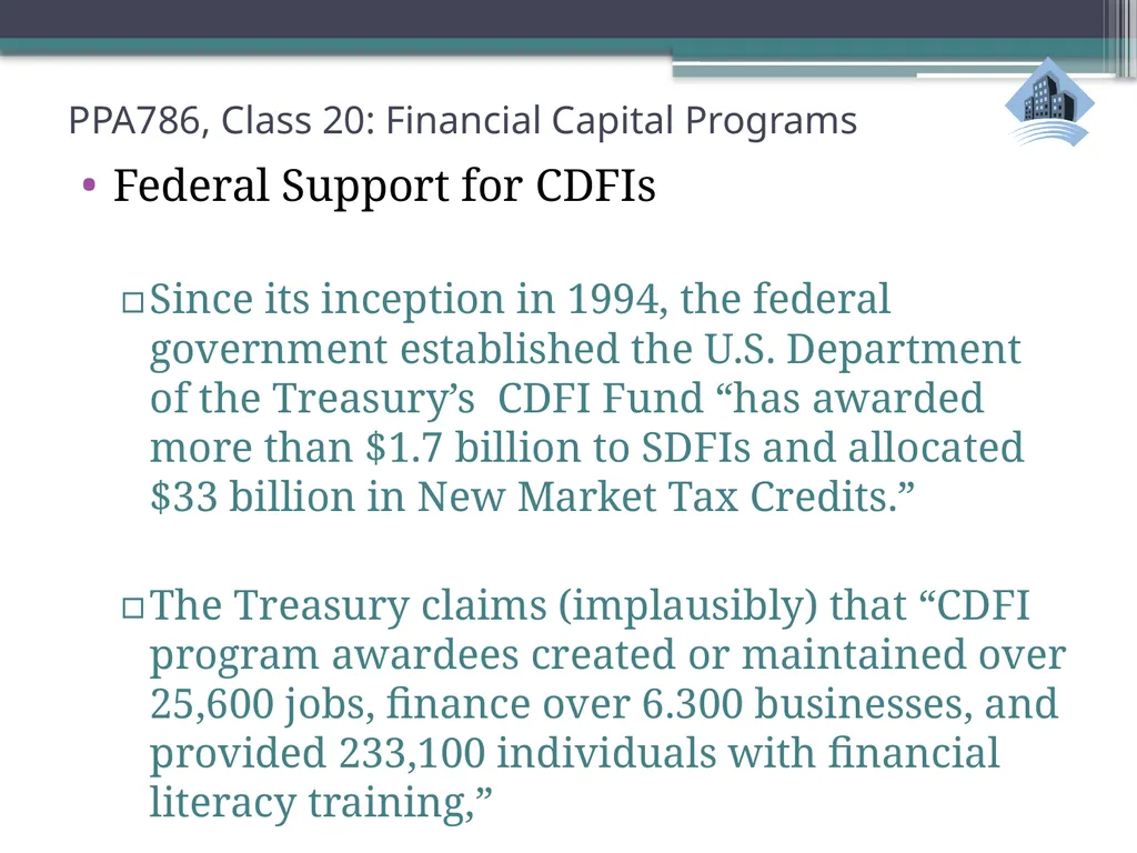 PPA786: Urban Policy Class 20: Financial Capital - slide 12 of 36