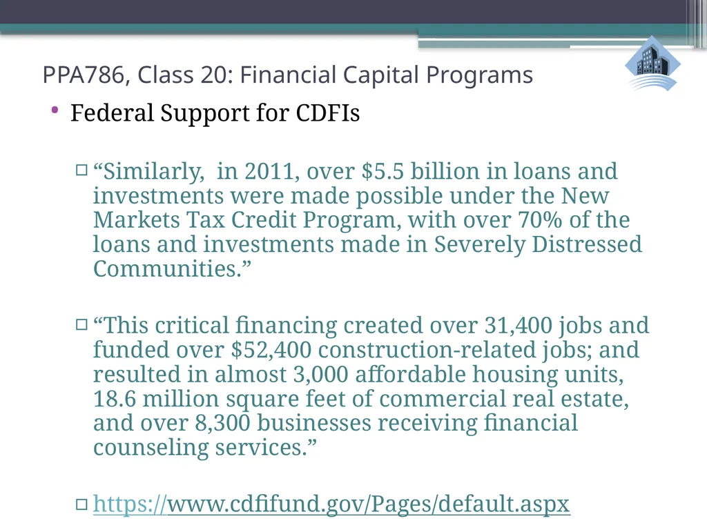 PPA786: Urban Policy Class 20: Financial Capital - slide 13 of 36
