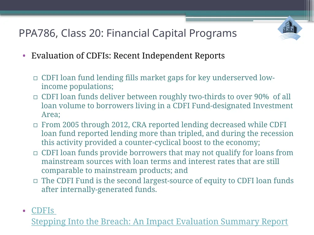 PPA786: Urban Policy Class 20: Financial Capital - slide 15 of 36