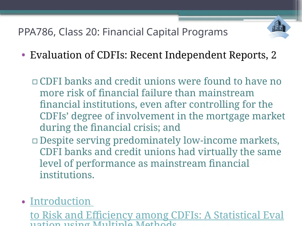PPA786: Urban Policy Class 20: Financial Capital - slide 16 of 36