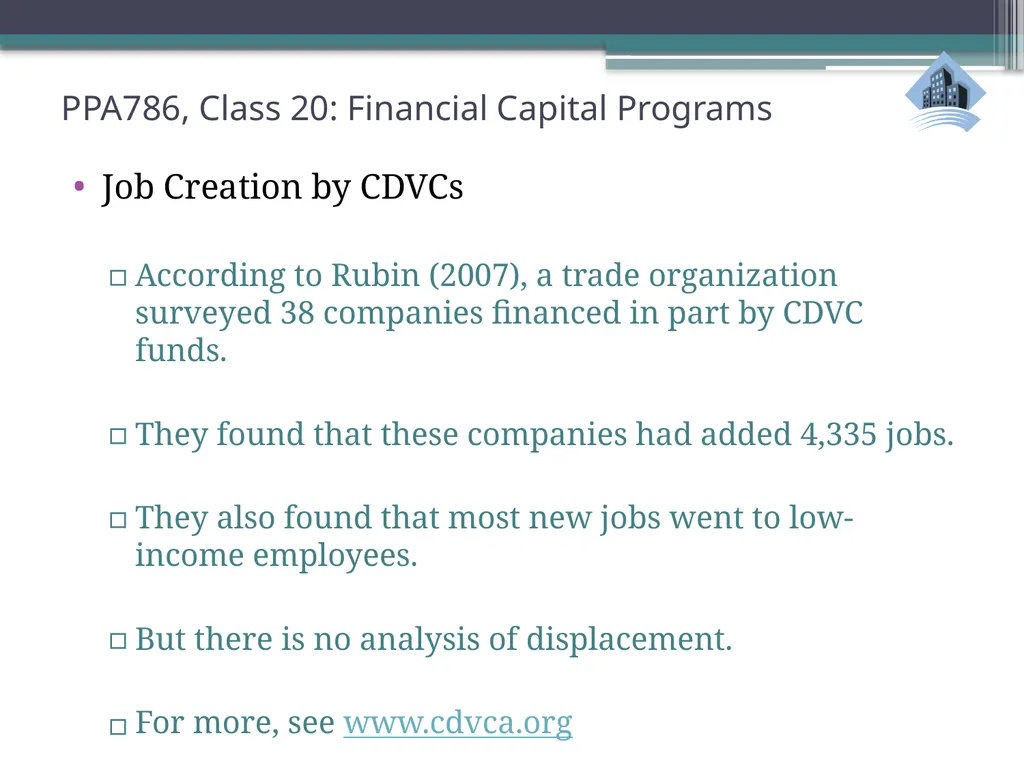 PPA786: Urban Policy Class 20: Financial Capital - slide 17 of 36