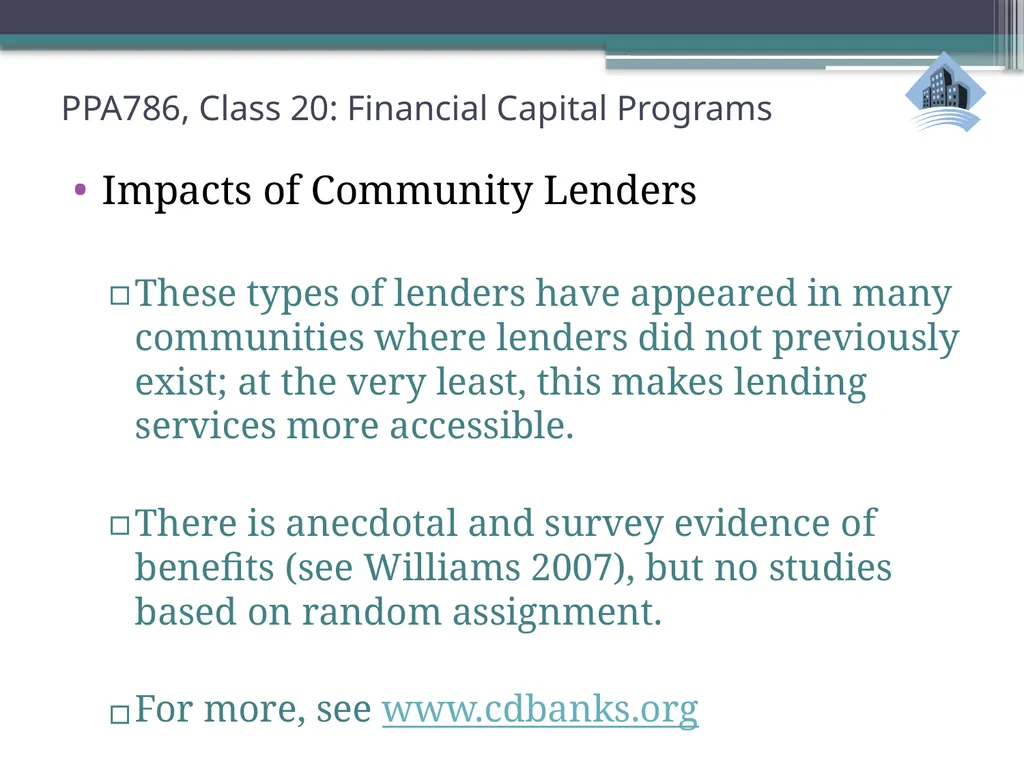 PPA786: Urban Policy Class 20: Financial Capital - slide 19 of 36