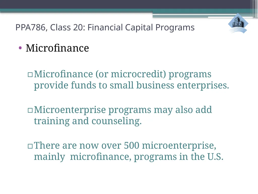 PPA786: Urban Policy Class 20: Financial Capital - slide 20 of 36