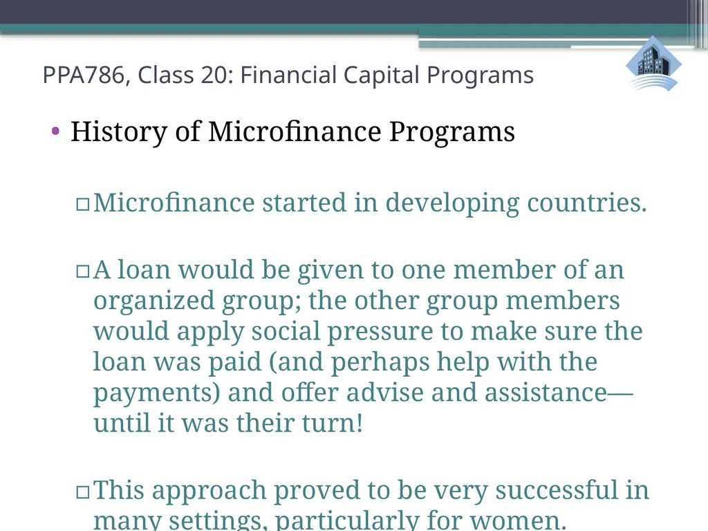 PPA786: Urban Policy Class 20: Financial Capital - slide 21 of 36