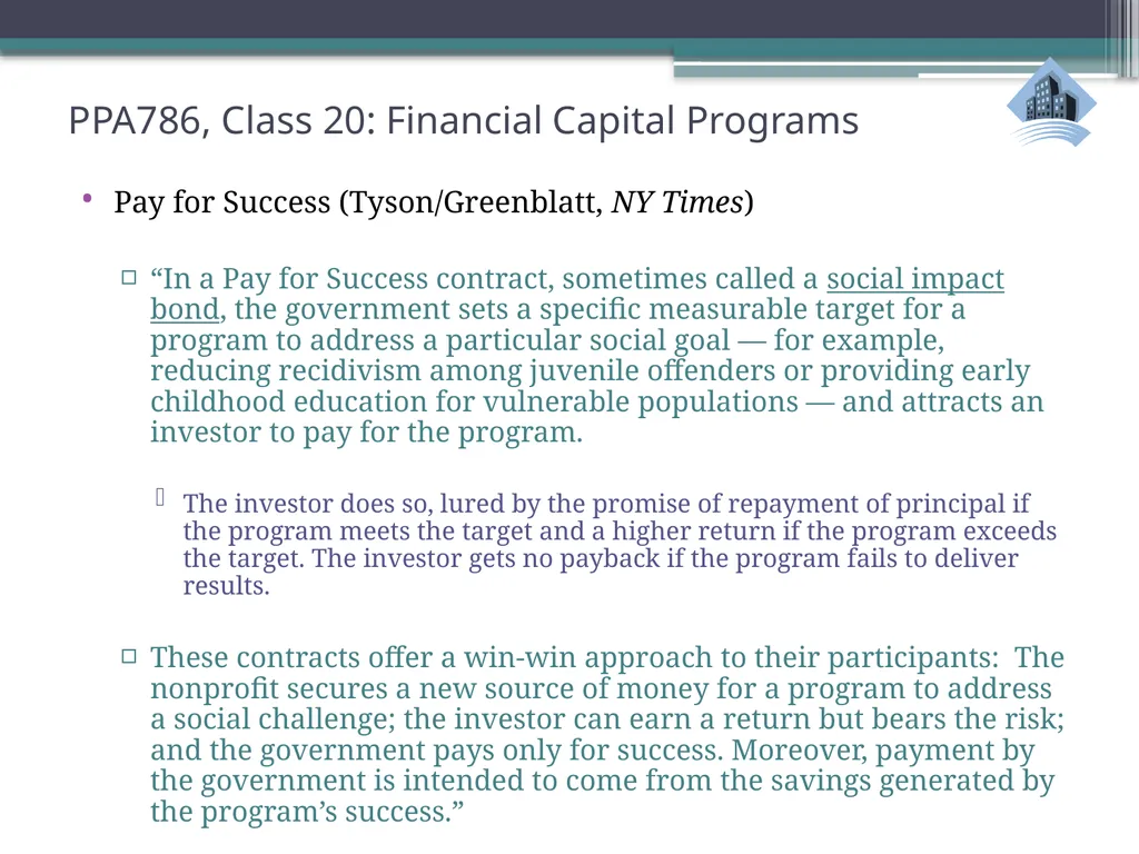 PPA786: Urban Policy Class 20: Financial Capital - slide 27 of 36