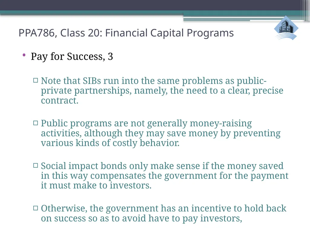 PPA786: Urban Policy Class 20: Financial Capital - slide 29 of 36