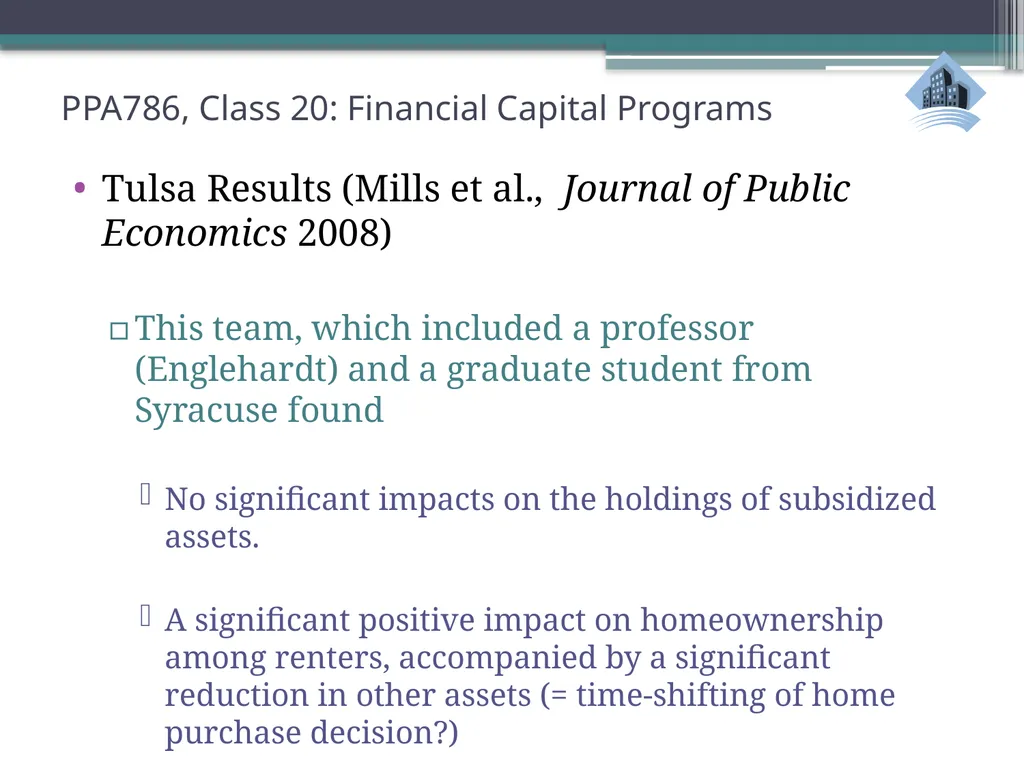 PPA786: Urban Policy Class 20: Financial Capital - slide 32 of 36