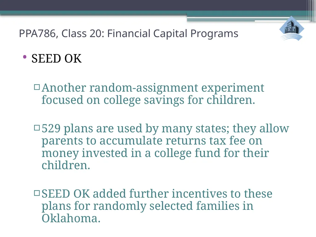 PPA786: Urban Policy Class 20: Financial Capital - slide 34 of 36