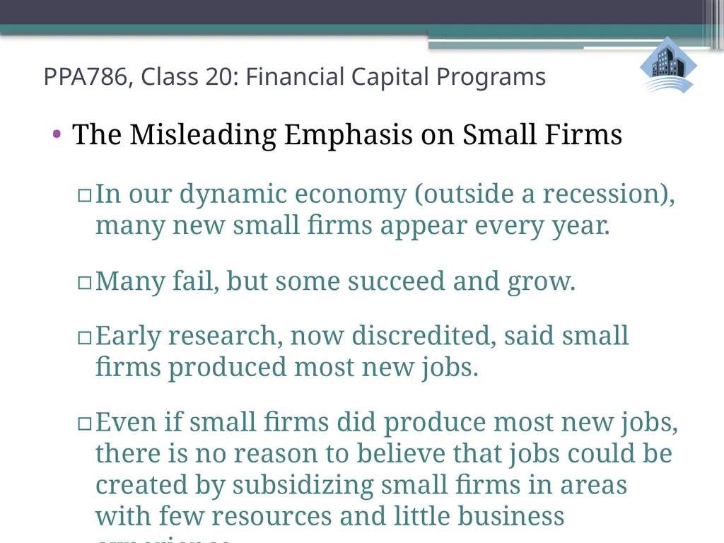 PPA786: Urban Policy Class 20: Financial Capital - slide 6 of 36